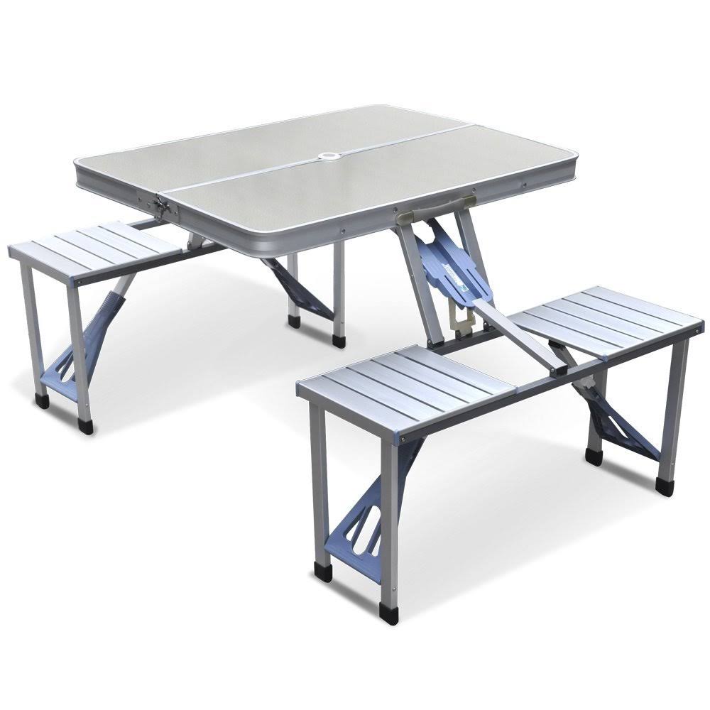 Aluminum Folding Camping Picnic Table with 4 Seats Portable Set S71844