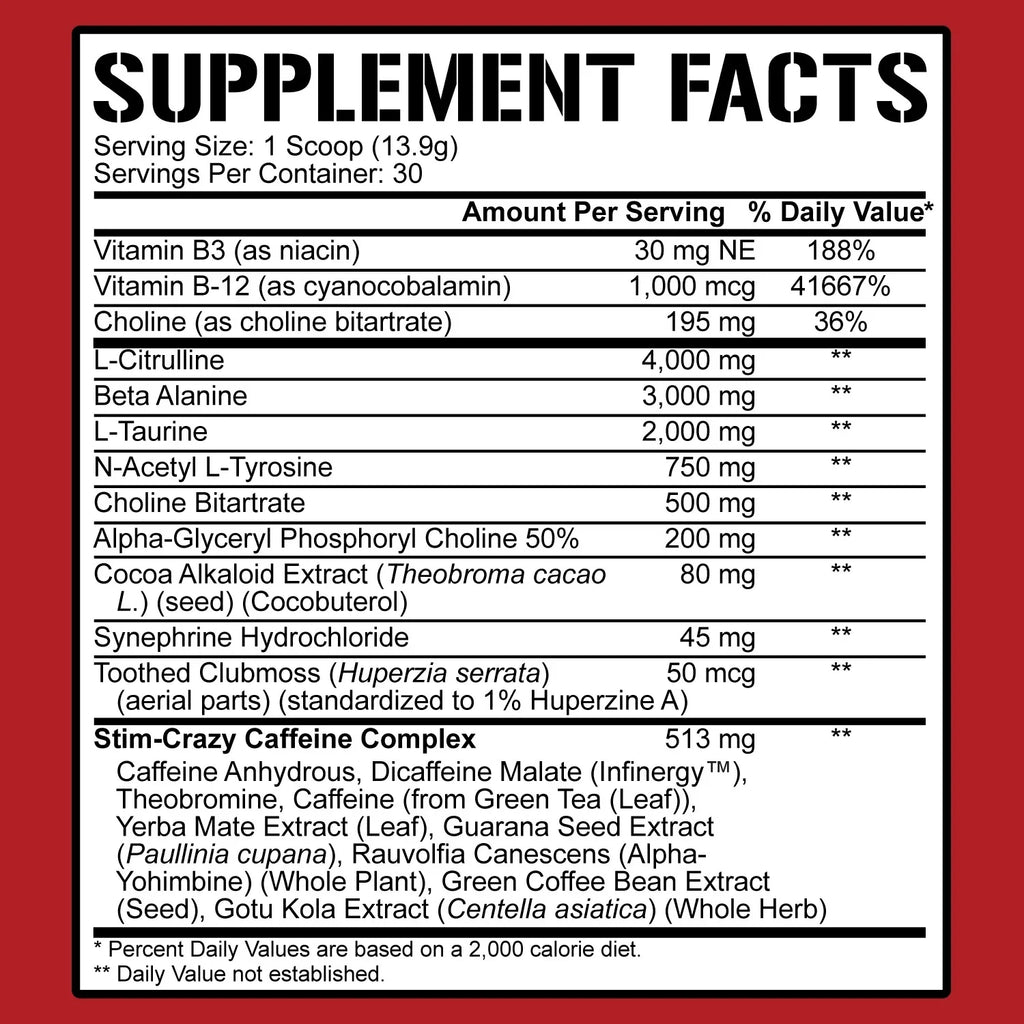 30 Srvgs High Stim Pre-Workout Powder (Blue Ice) B425