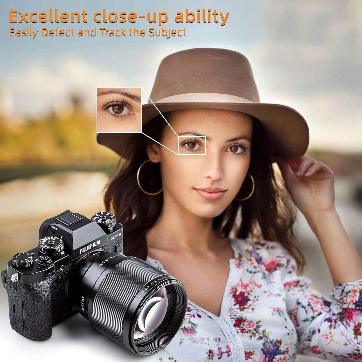 85mm F1.8 Prime Lens Medium Telephoto Portrait Lens for Fuji X Mount Camera H14273