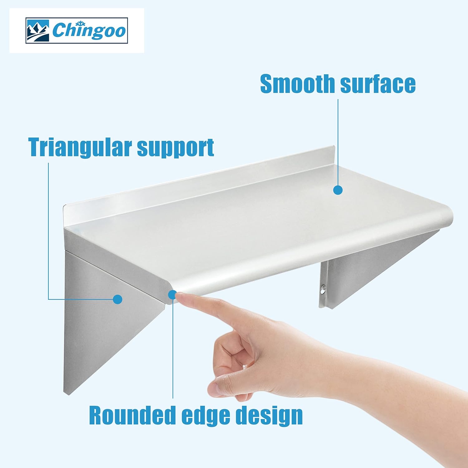Stainless Steel Wall Mount Shelf 12 x 24 Inch, 250 lb Load Capacity, Pack of 2 Z360