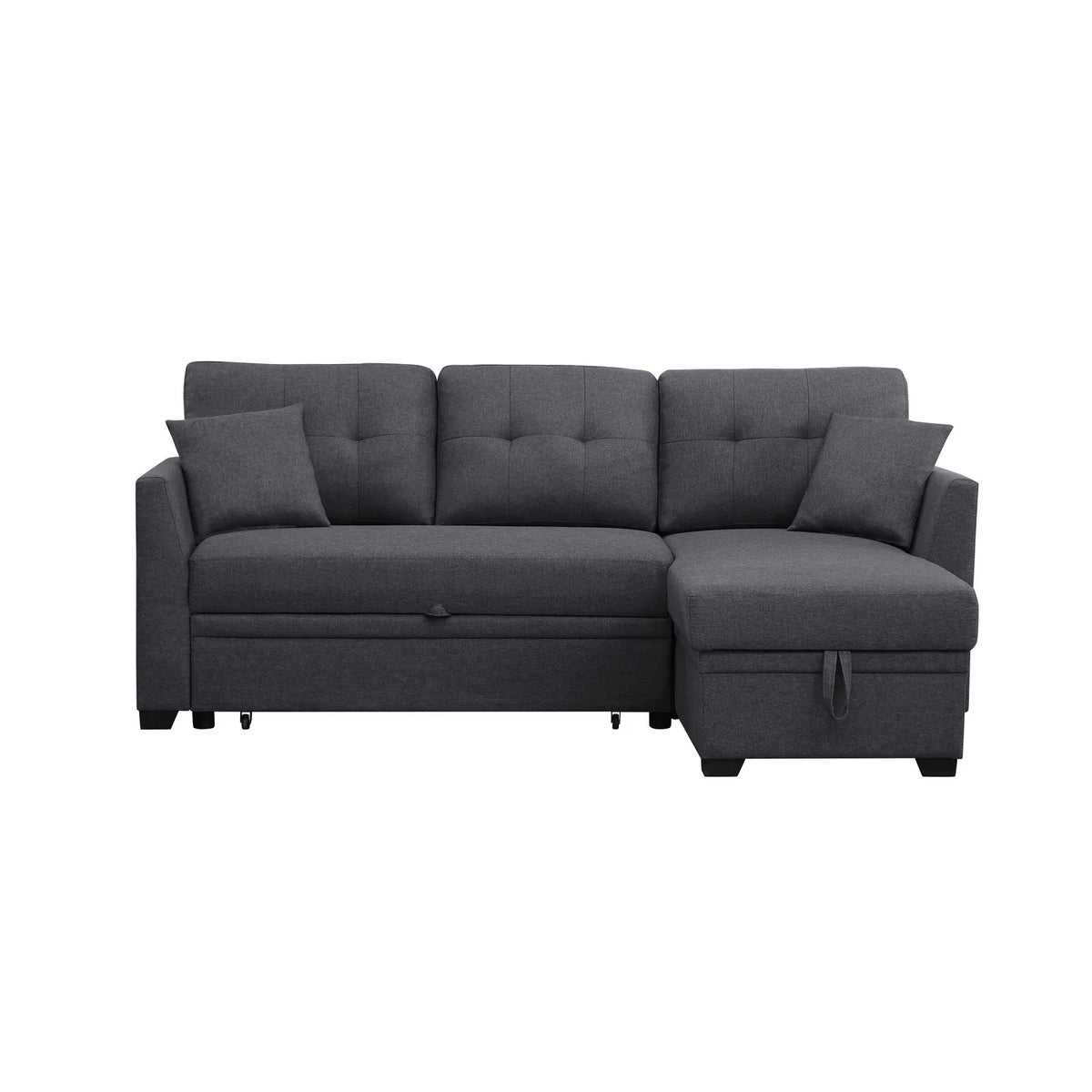 Dark Gray Sleeper Sofa with Chaise Storage L559757