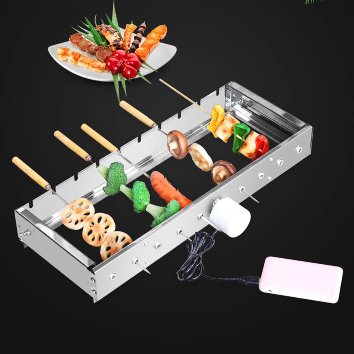 60cm Adjustable Width Rolling Heavy Duty BBQ Grill A742