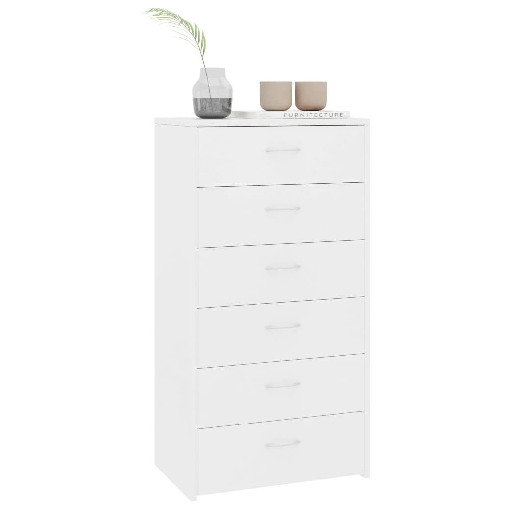 White 6 Drawer Sideboard Chipboard E313