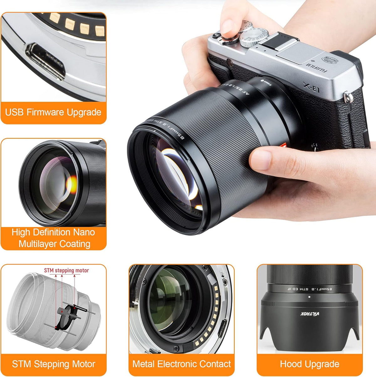 85mm F1.8 Prime Lens Medium Telephoto Portrait Lens for Fuji X Mount Camera H14273