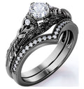 10k Black Gold Diamond Wedding Ring Set P491