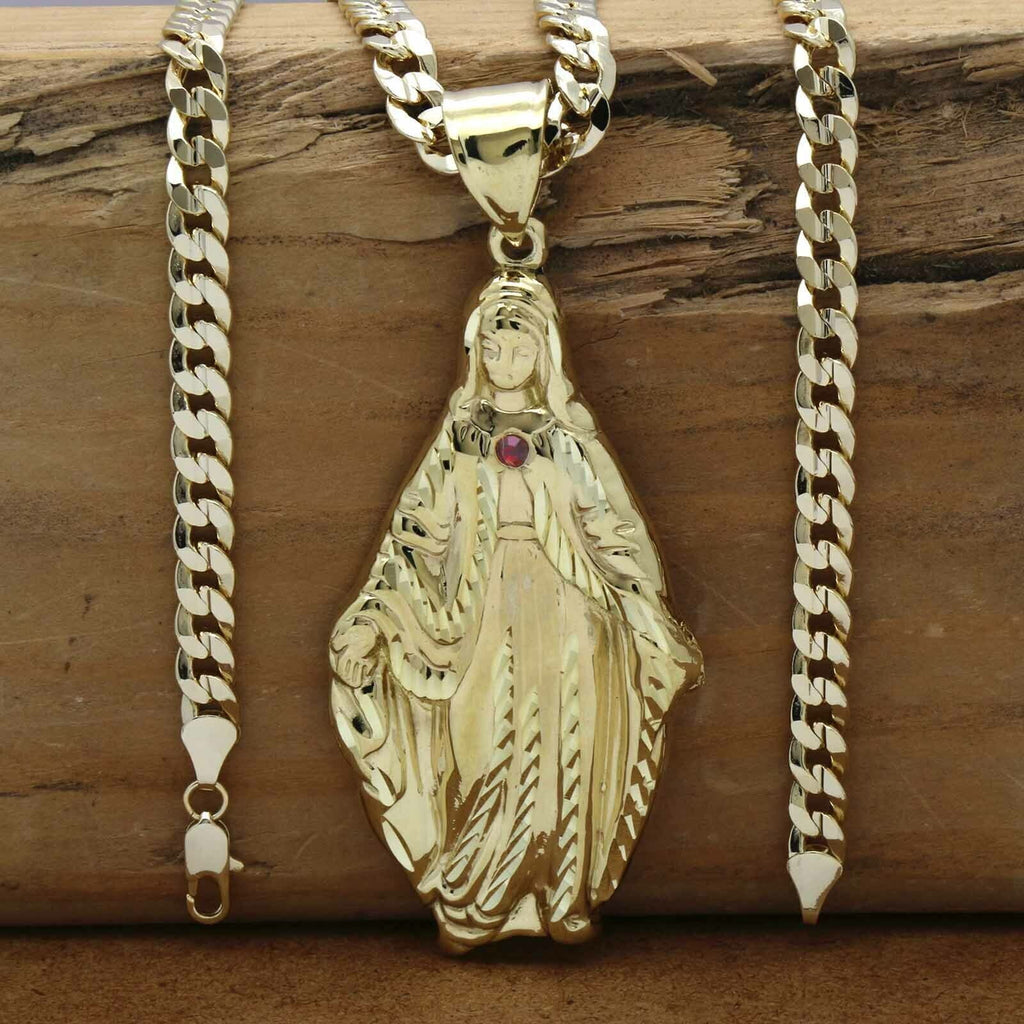Gold Plated Pendant & 24" 14K Cuban Chain Necklace Z2232