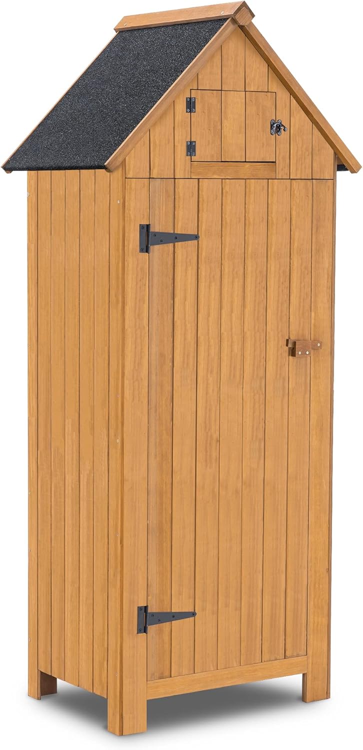 Natural Fir Wood Outdoor Storage Cabinet M833840