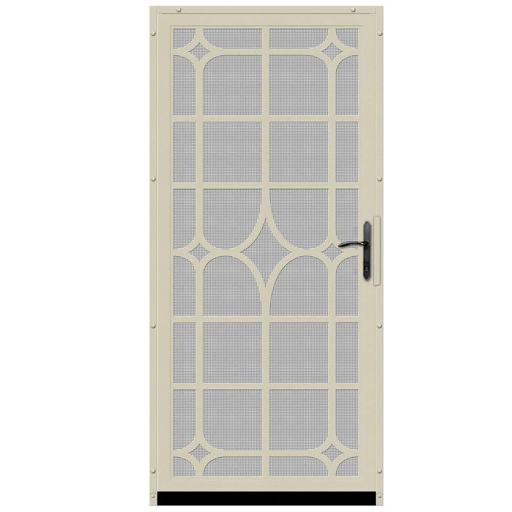 Almond Surface Mount Steel Security Door with Insect Screen and Bronze Hardware G510215