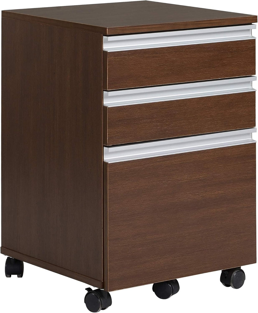 3-Drawer Mobile File Cabinet Rolling Organizer, Brown Wood Grain Q681