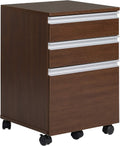3-Drawer Mobile File Cabinet Rolling Organizer, Brown Wood Grain Q681