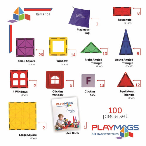 100 Piece Magnetic Building Blocks Set K1490