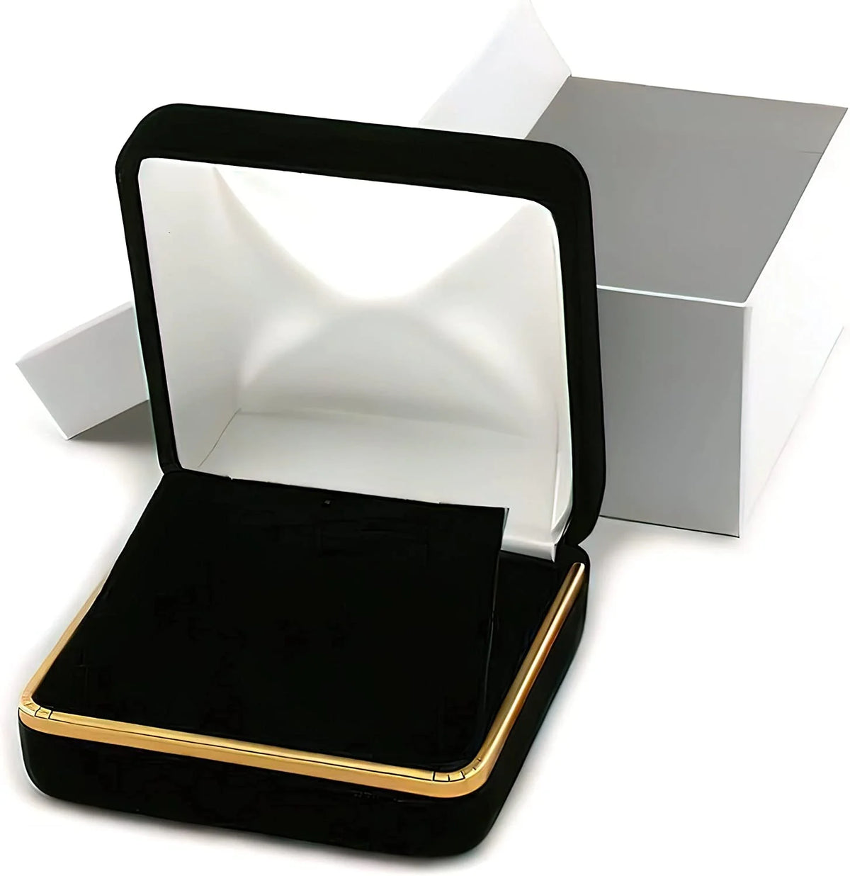 14k White Gold Box Pendant Chain Necklace 16 inch L916190