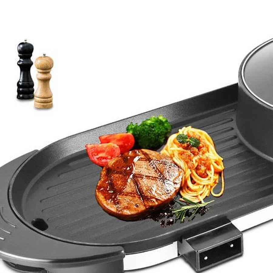 2in1 Electric Non-Stick Grill Hot Pot BBQ Soup Shabu Pot 2.2KW L2237