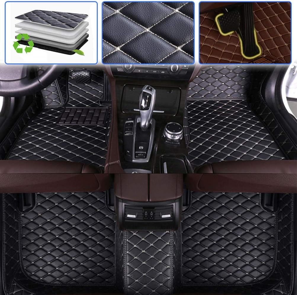 Black Beige Waterproof Anti-Skid Full Coverage Car Floor Mats W530