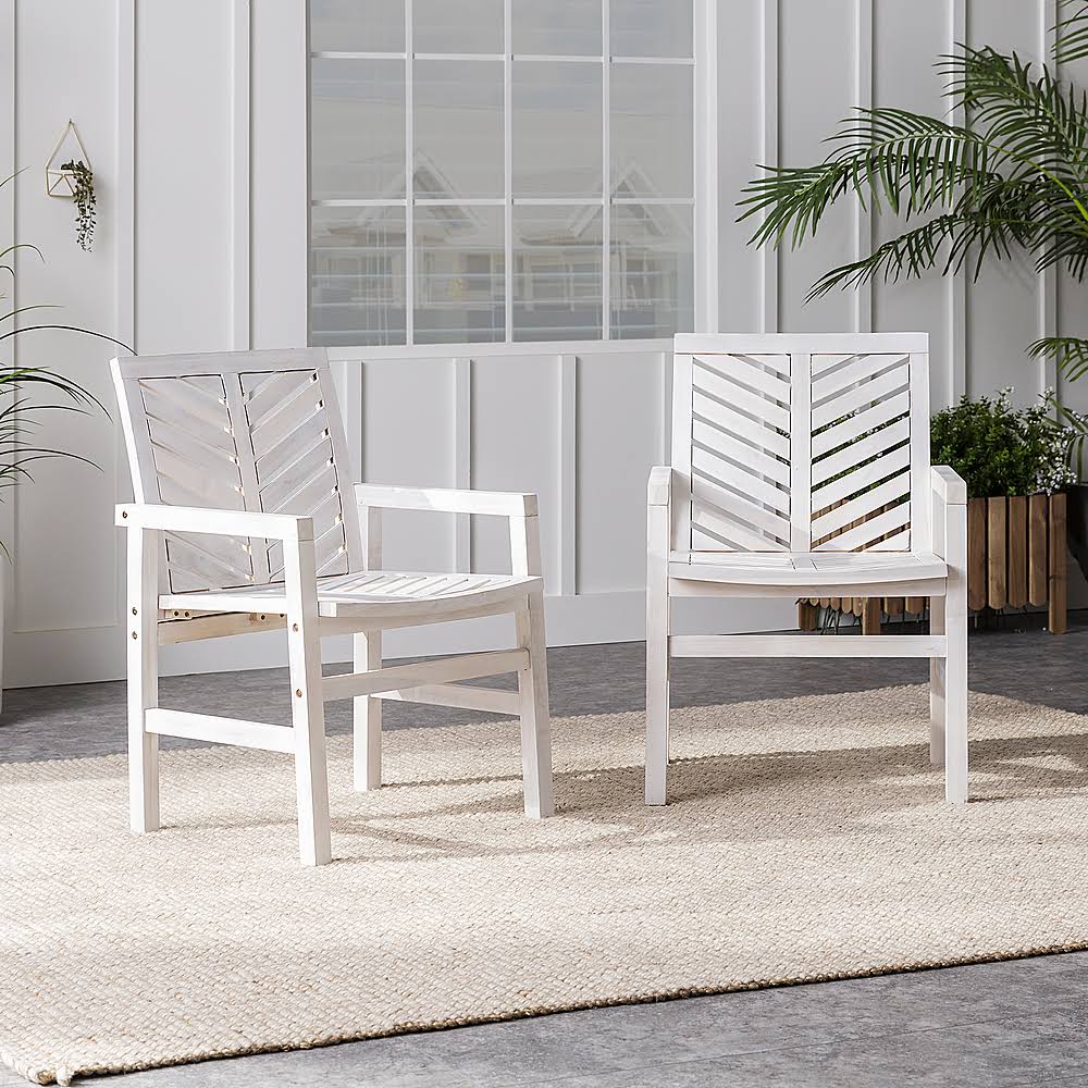 White Wash Solid Acacia Wood Patio Chair Y42030