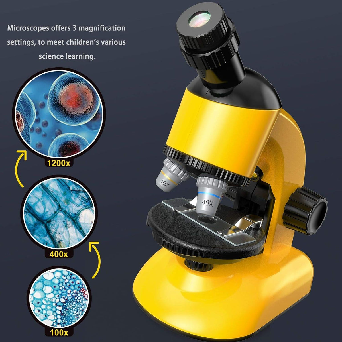 40X-1200X LED Microscope Kit with Slides X8210