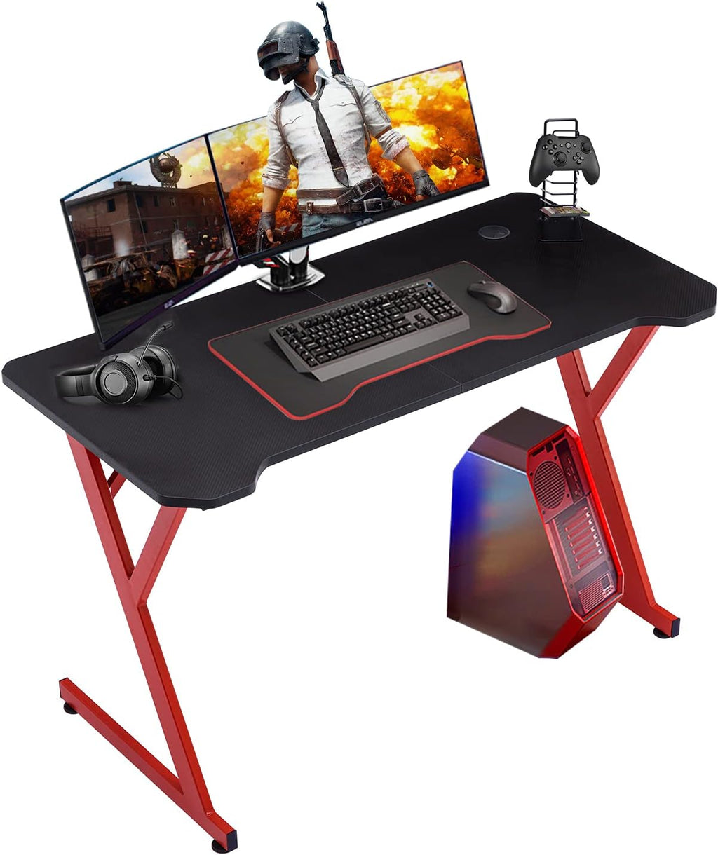 47 Ergonomic Z Shape Computer Desk with Carbon Fiber Surface A4809