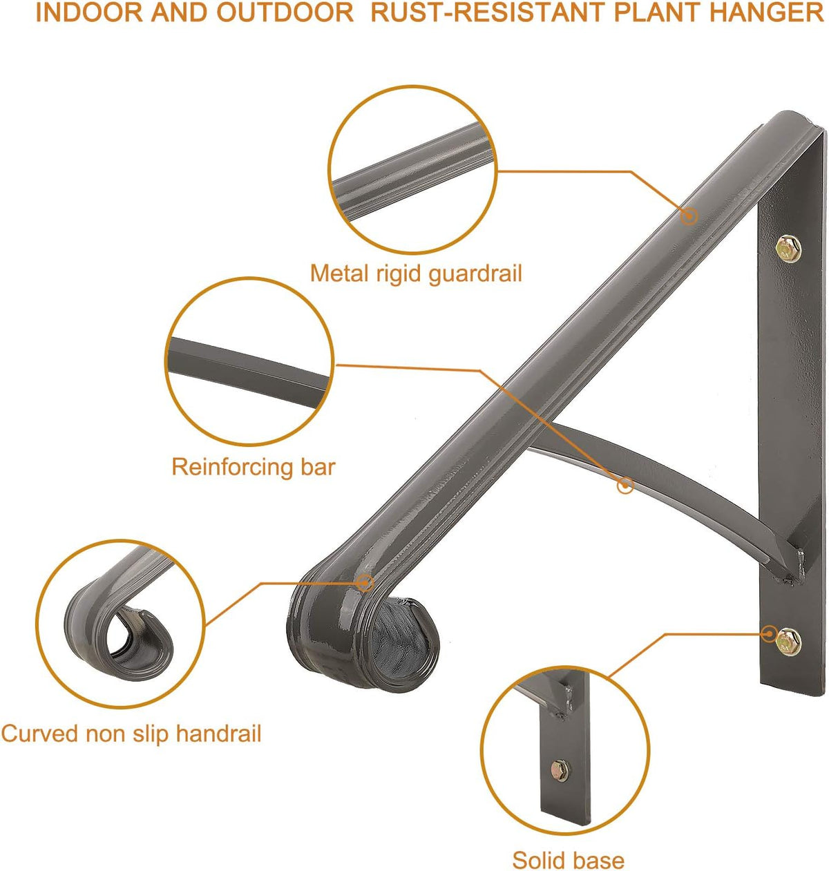 Black Metal Wrought Iron Handrail for Steps, Pack of 2 G727221