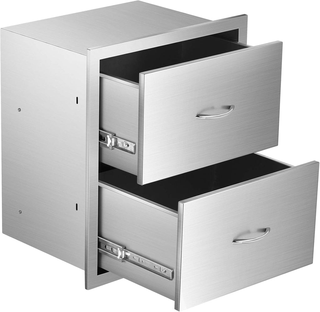 Stainless Steel 2-Layer Barbecue Drawers with Handles T8162