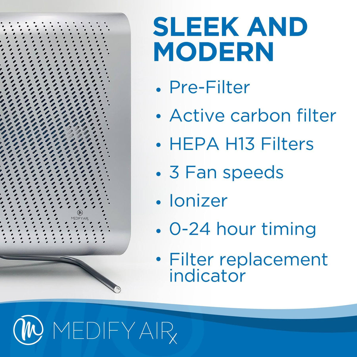 Silver Wall Mounted H13 HEPA Air Purifier V2954