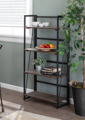 Black Metal and Wood Industrial Bookcase B321