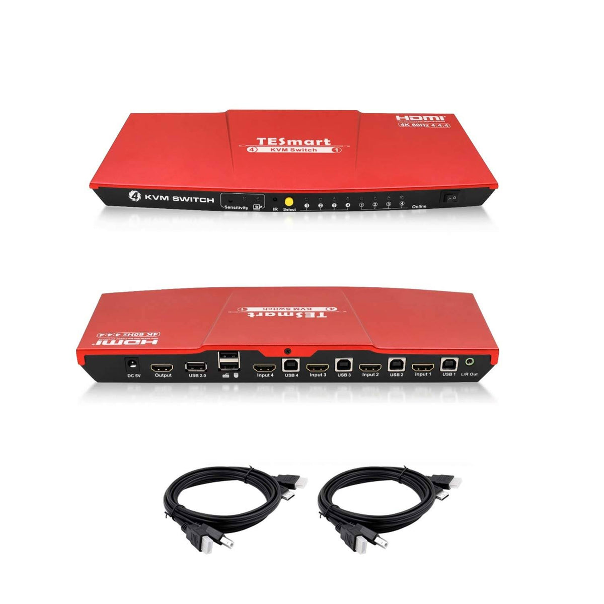4x1 HDMI KVM Switch with 2 Pcs 5ft KVM Cables K97924