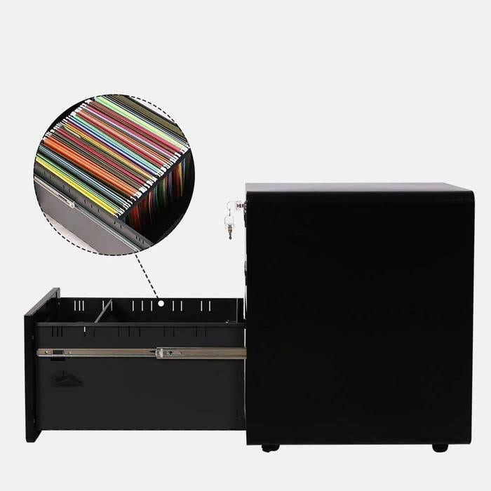3-Drawer Metal Mobile File Cabinet with Locking Keys V9138