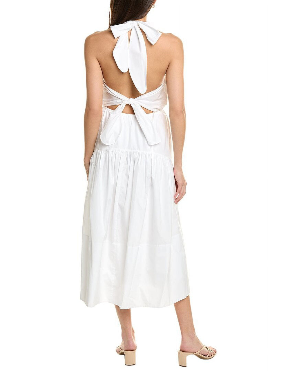 White Draped Midi Dress X791575