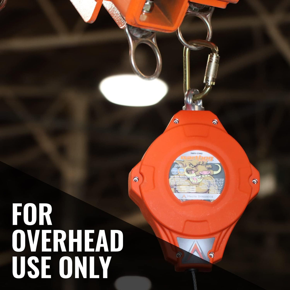 50-Foot Self-Retracting Lifeline with Steel Snap Hook & Carabiner I19939
