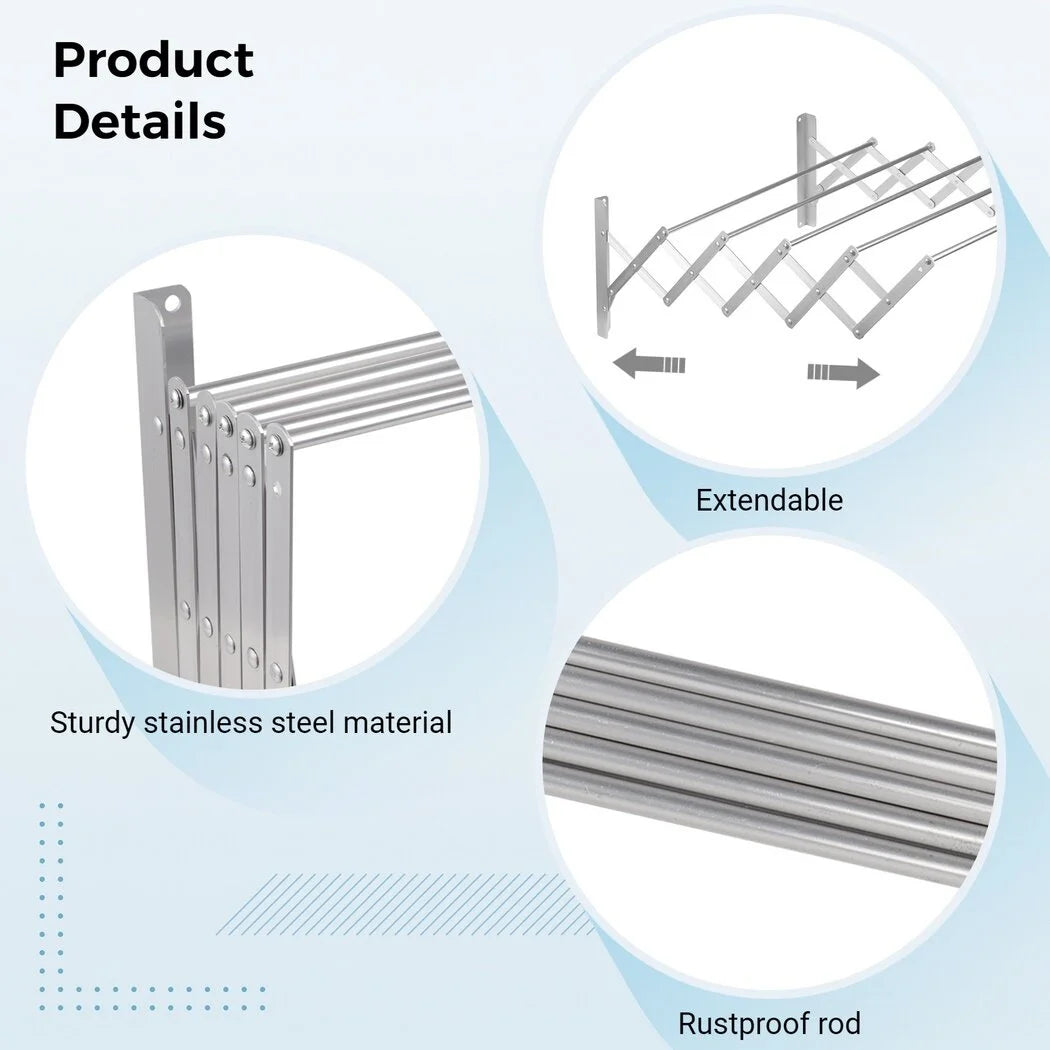 Wall Mounted Extendable Stainless Steel Clothes Drying Rack V2847