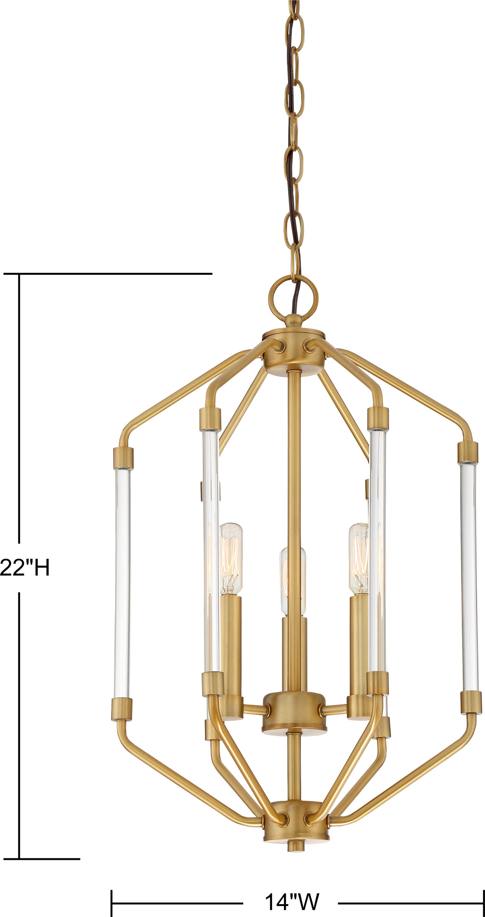 Warm Brass 3 Light Foyer D5124