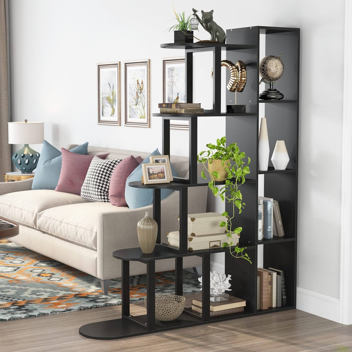 5-Tier Black Corner Ladder Shelf K352