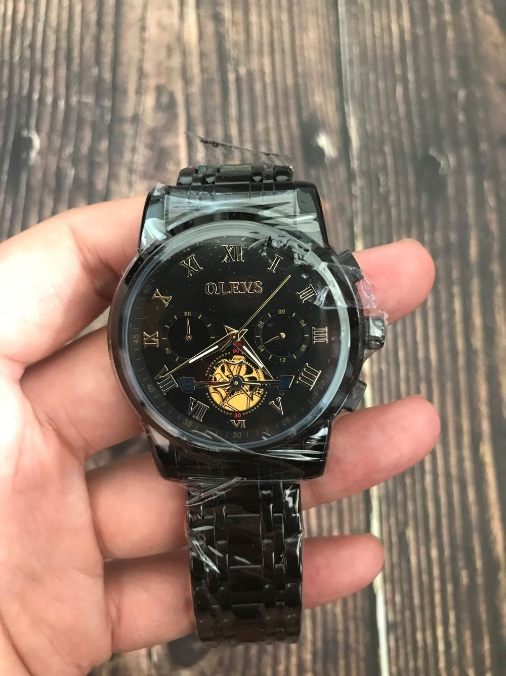 Black Chronograph Waterproof Wrist Watch Y498