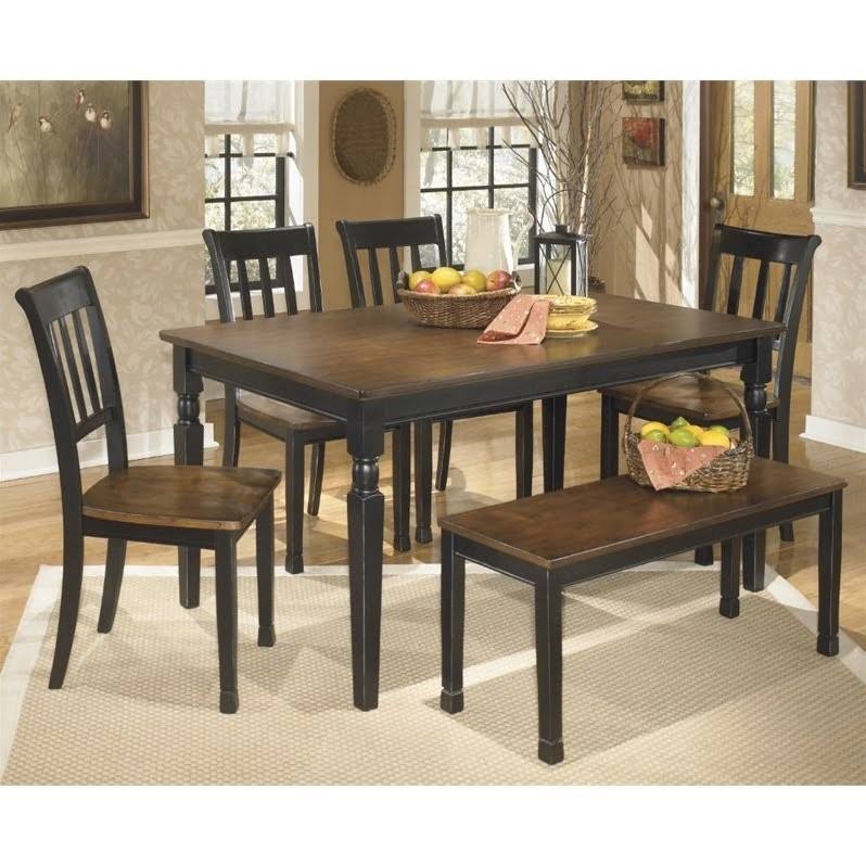 6 Piece Dining Set with Bench in Black and Brown G167004