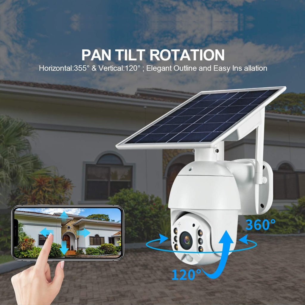 Wireless Solar Powered PTZ Security Camera with Rechargeable Battery Q5029