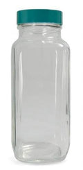 French Square Glass Bottle with Green Thermoset Closure L6201