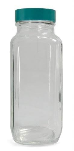 French Square Glass Bottle with Green Thermoset Closure L6201