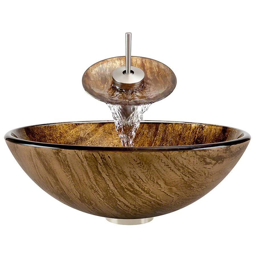 Crystal Brushed Nickel Vessel Faucet Ensemble V55510