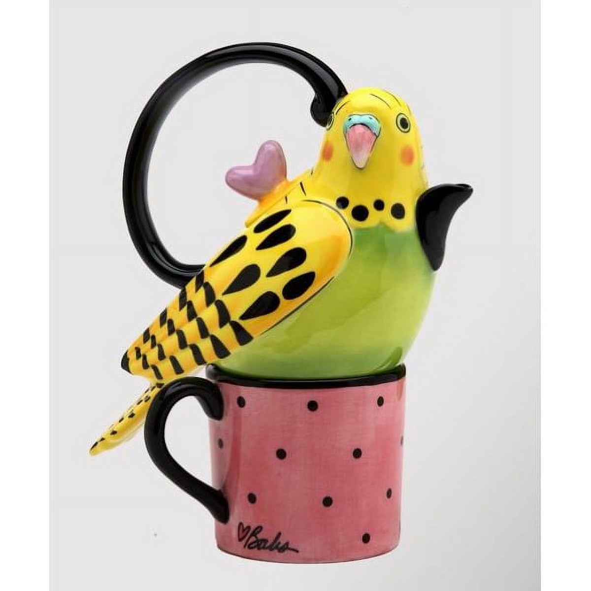 Ceramic Yellow Parakeet Bird Tea For One A2863