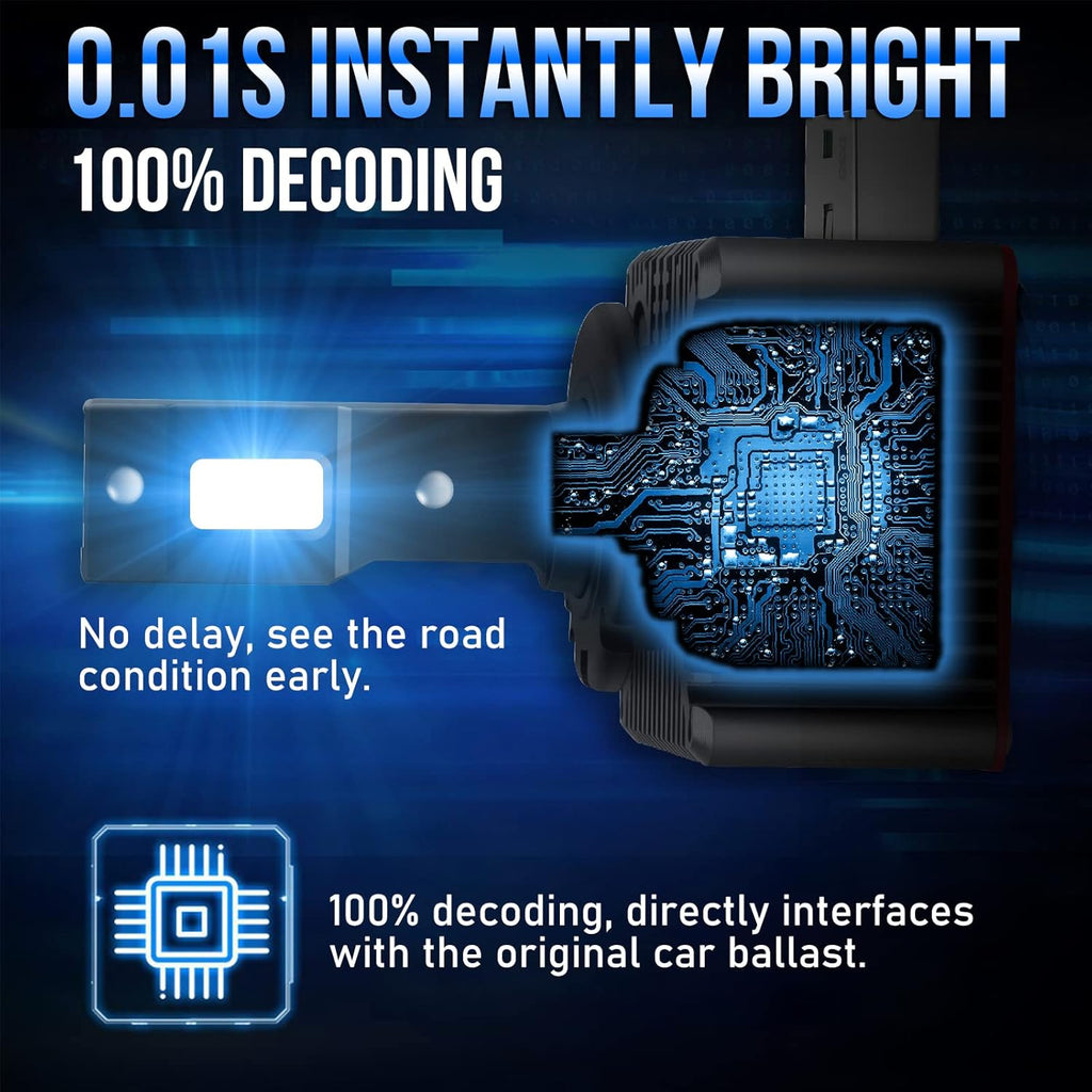 D8S LED Headlight Bulbs 8600LM 6000K 70W D6647