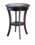 Round Accent Table with Glass Cappuccino R4203