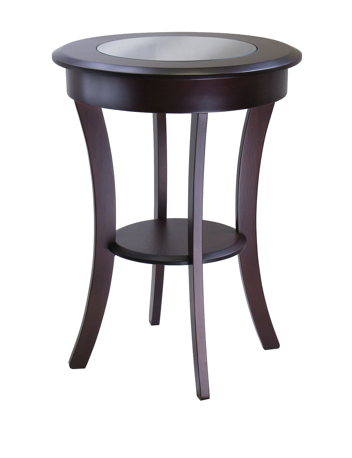 Round Accent Table with Glass Cappuccino R4203