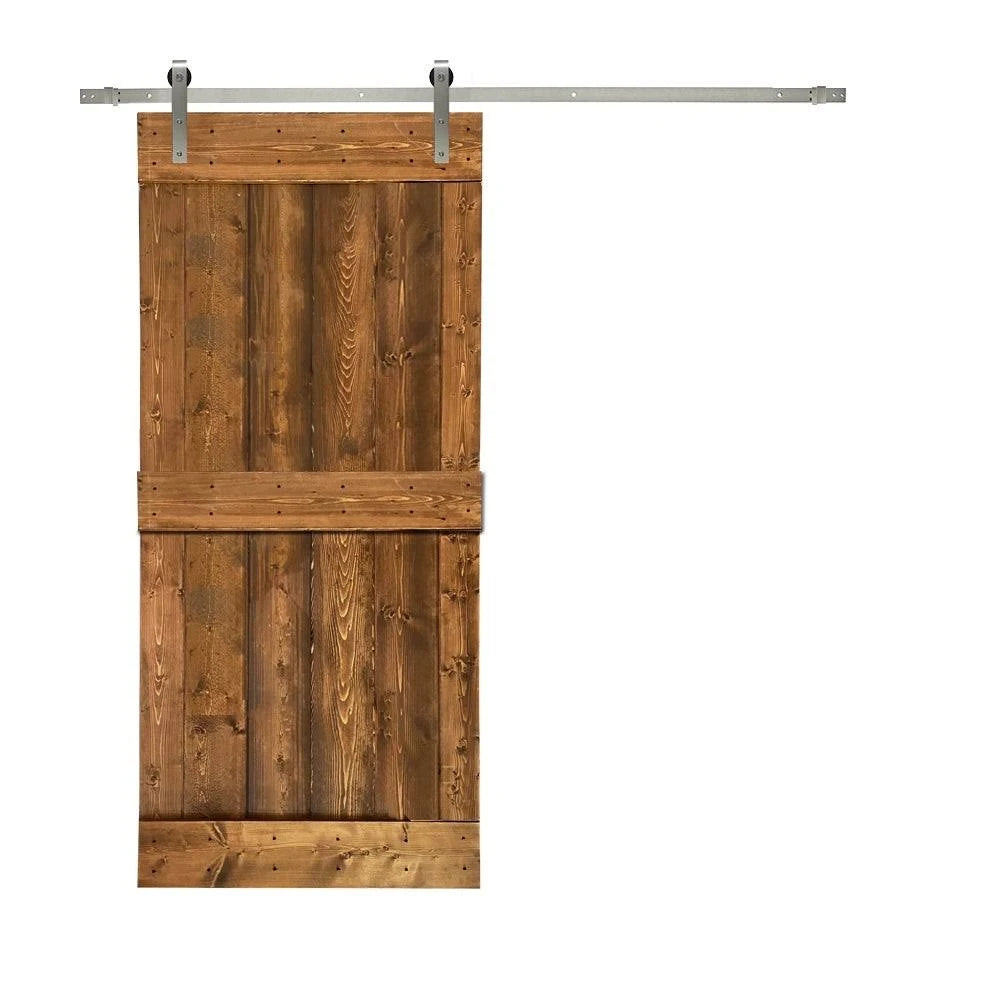Stained Wooden Sliding Barn Door with Hardware Kit E6061