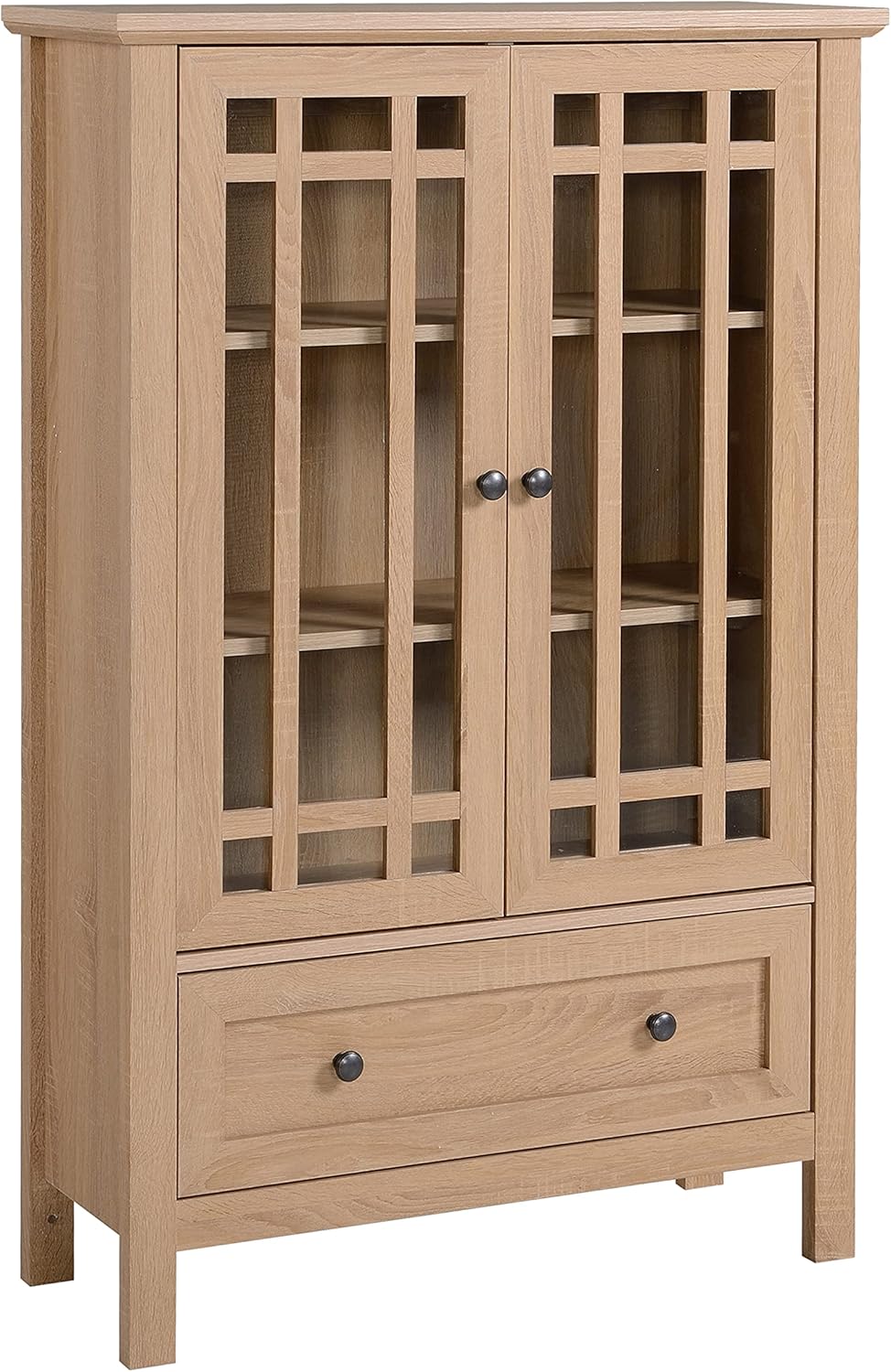 Accent Cabinet, Glass Cabinet, 2 Door and 1 Drawer Storage Cabinet Y774