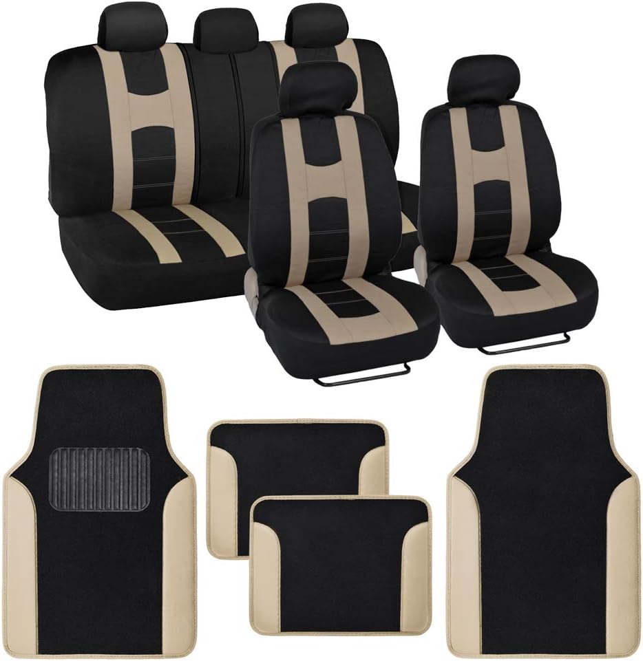 Light Gray Full Set Seat Covers with Car Floor Mats K2166
