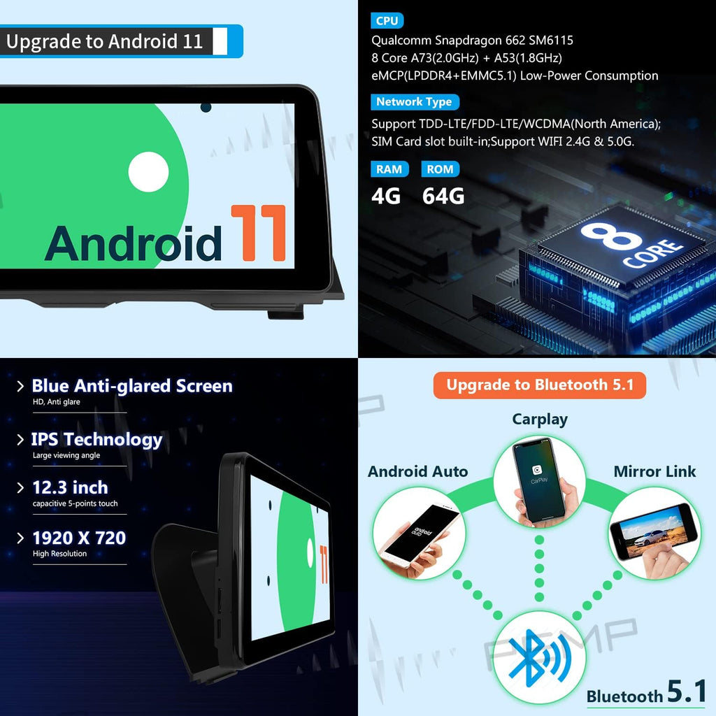 12.3" Android 11 Carplay Screen for BMW 5 Series CIC K5226