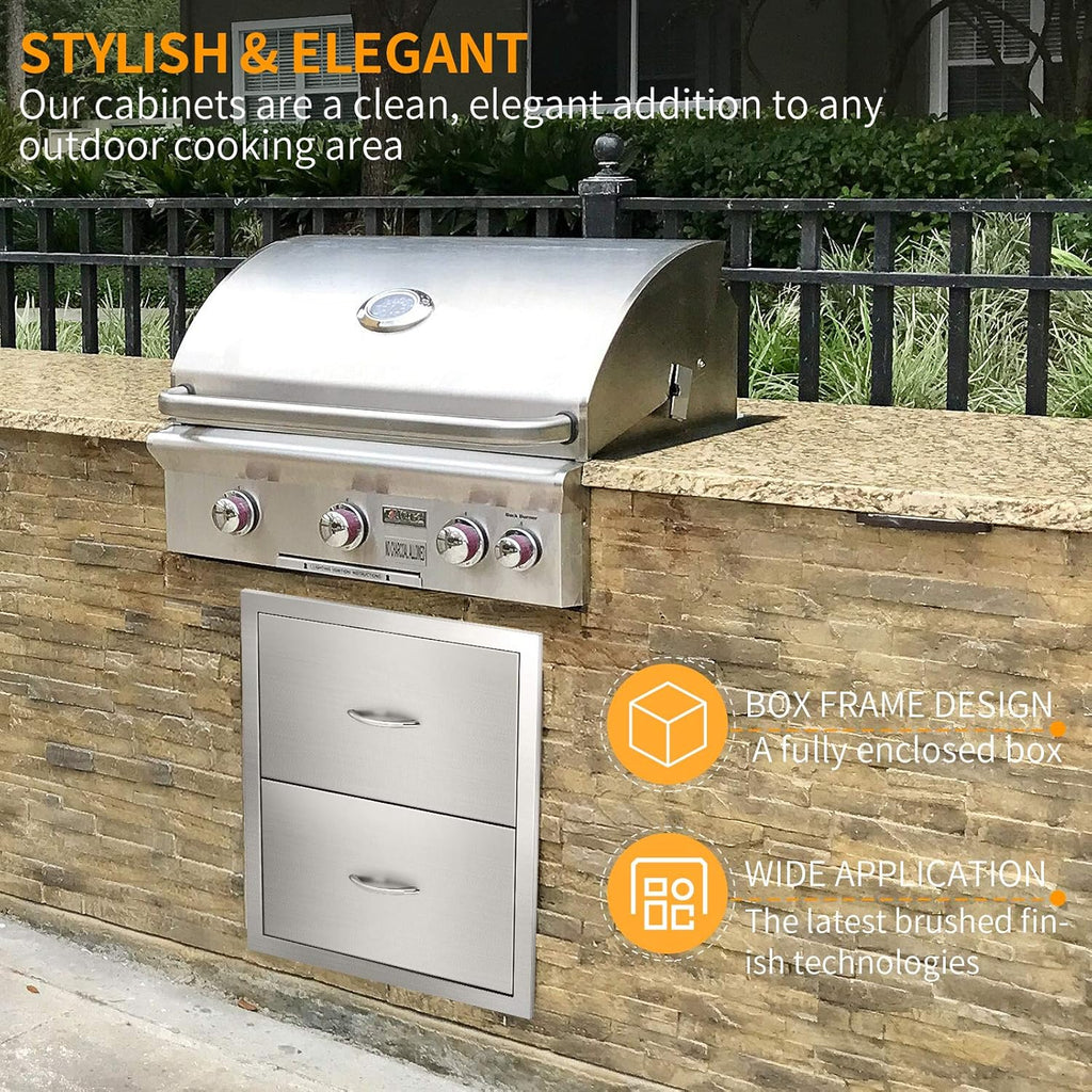 Stainless Steel 2-Layer Barbecue Drawers with Handles T8162