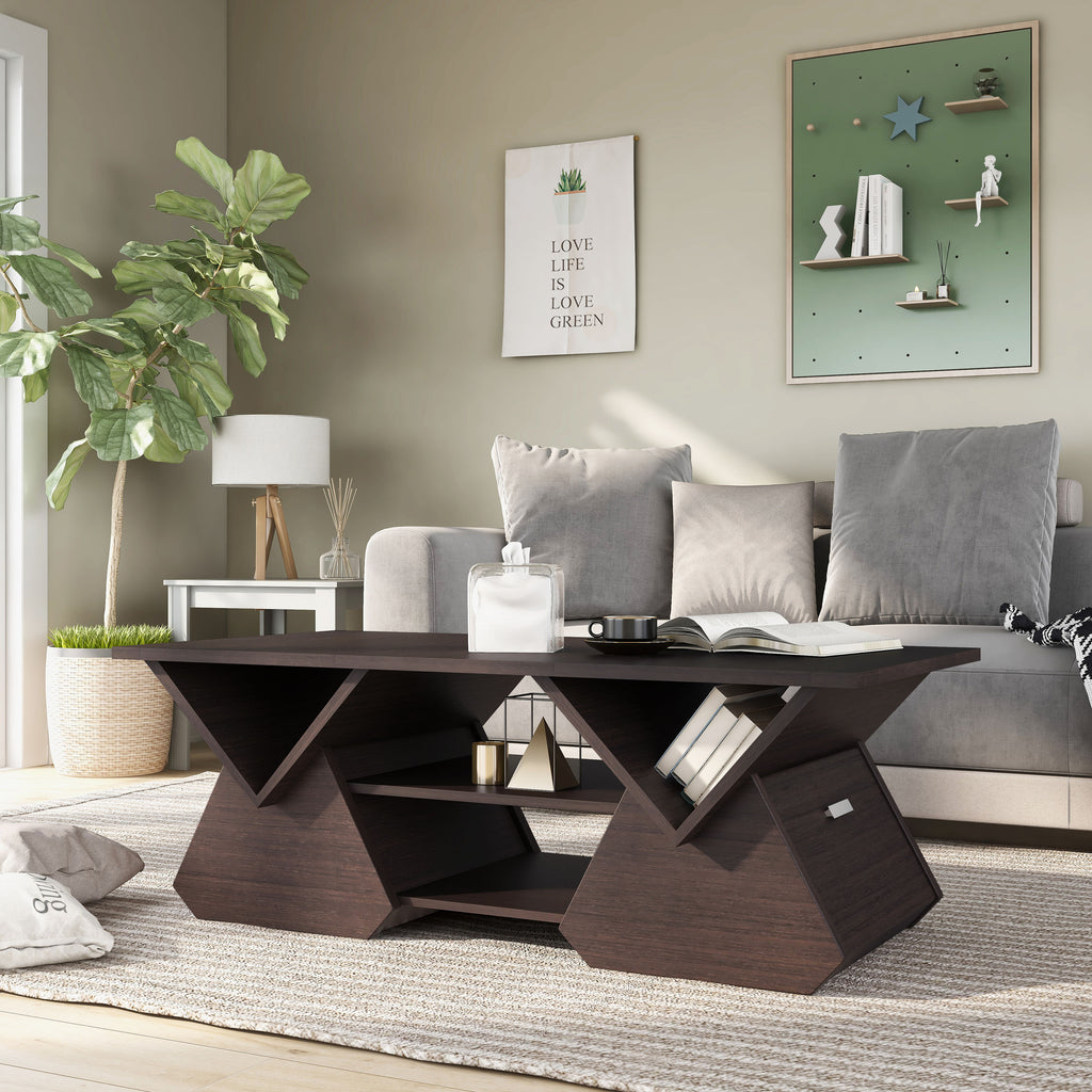 Espresso Wood Storage Coffee Table E4078
