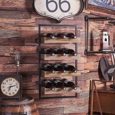 12 Bottle Solid Wood Bottle Rack in Brown L861806