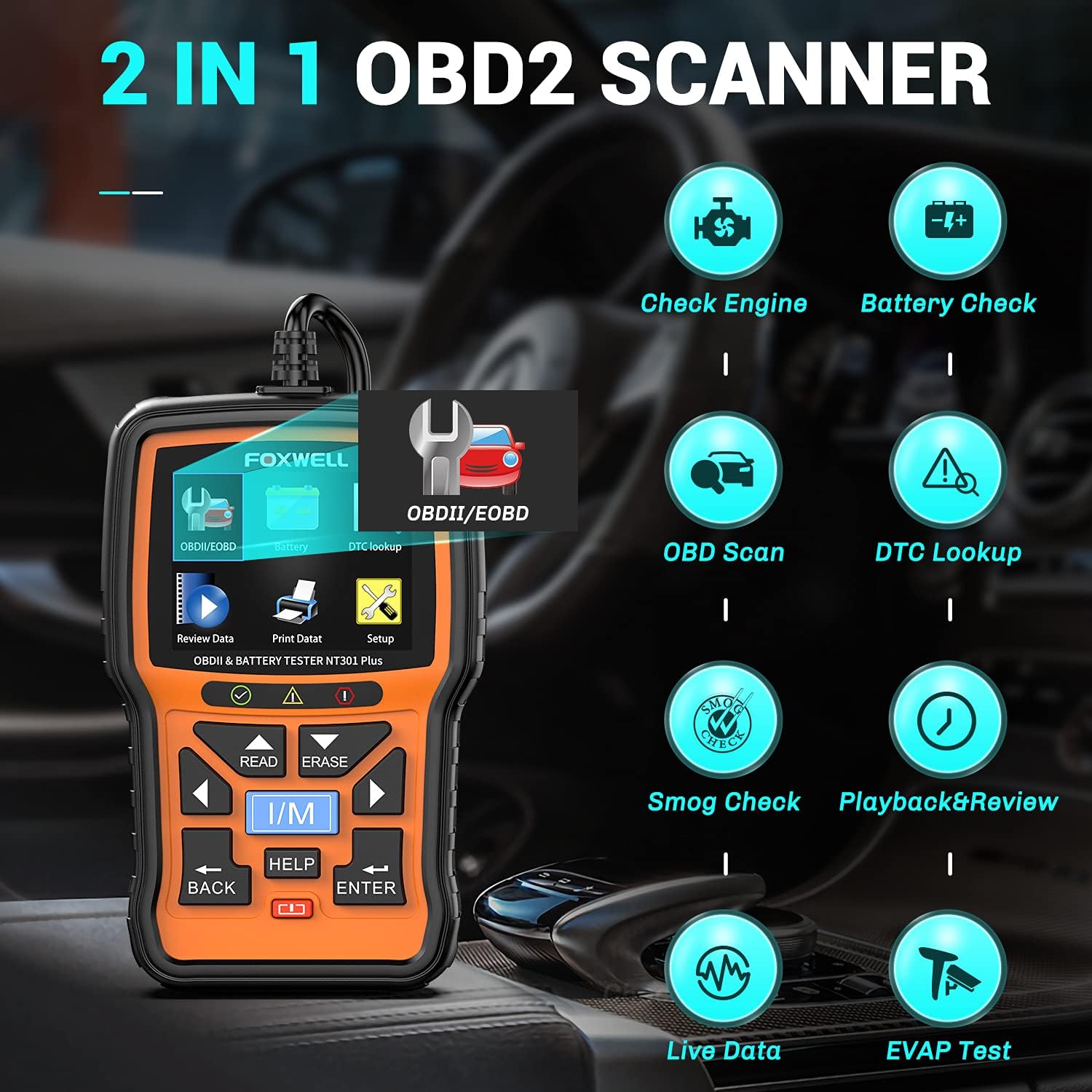 OBD2 Scanner with 12V Battery Tester P6689